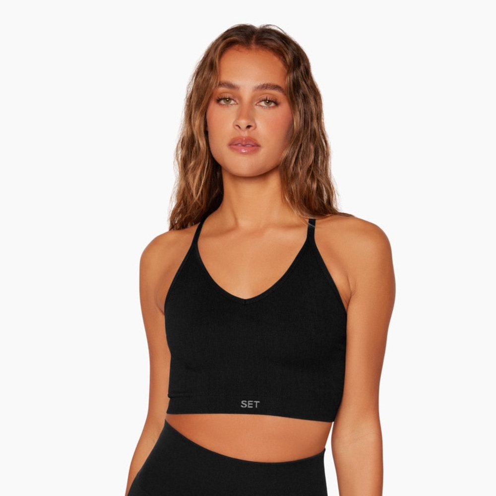 SET ACTIVE Ribbed V Bra Onyx SCULPTFLEX